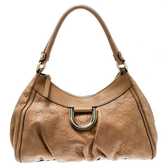Gucci Sukey Hobo Shoulder Bag Beige GG Monogram Leather Large D-Ring ✨ - Picture 1 of 14